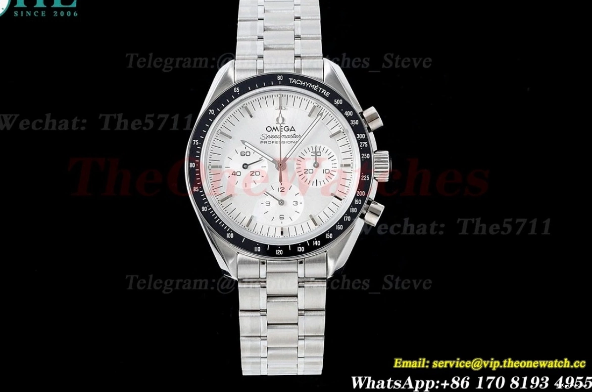SS RMF White A7750 Mod SS Speedmaster Dial 41mm 0203